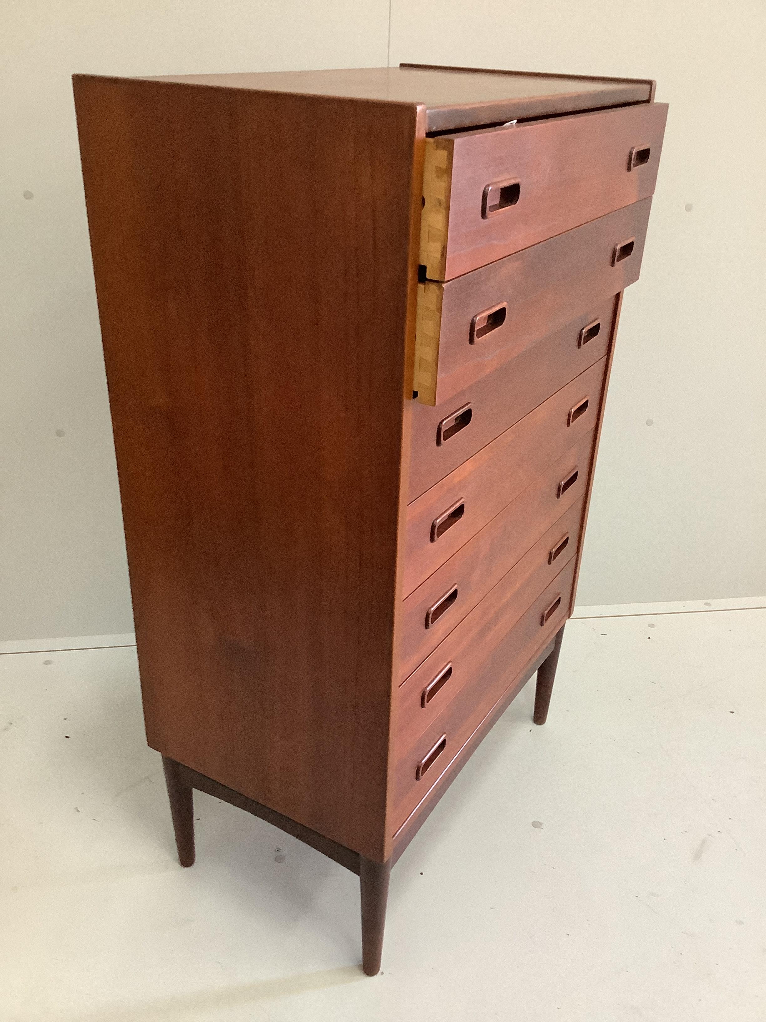 Arne Hovmand Olsen for Illums Bolighus a mid century Danish teak seven drawer chest, width 67cm, depth 40cm, height 113cm